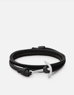 Mini Modern Anchor Leather, Sterling Silver