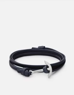 Mini Modern Anchor Leather, Sterling Silver -Online Fashion Accessories 100 0107 color navyblue 01