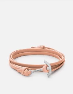 Mini Modern Anchor Leather, Sterling Silver -Online Fashion Accessories 100 0107 color salmon 01