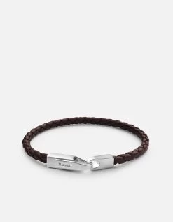 Crew Leather Bracelet, Matte Silver -Online Fashion Accessories 101 0223 color brown 01 1