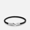 Crew Leather Bracelet, Matte Silver -Online Fashion Accessories 101 0223 color solidblack 01 1