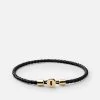 Nexus Leather Bracelet, Gold Vermeil 1 Nexus Leather Bracelet, Gold Vermeil -Online Fashion Accessories 101 0225 color black 01 2