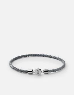 Nexus Leather Bracelet, Sterling Silver -Online Fashion Accessories 101 0226 color gray 01 fad0a647 7c0a 4cbd b09e 3d4d218c6d7a
