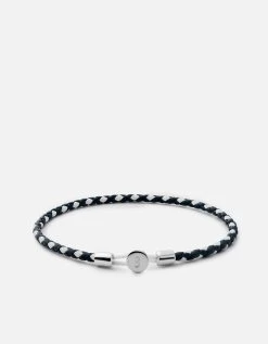 Nexus Leather Bracelet, Sterling Silver -Online Fashion Accessories 101 0226 color navywhite 01 1