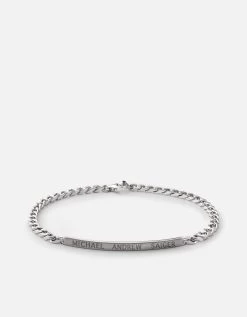 3mm ID Chain Bracelet, Matte Sterling Silver 9 3mm ID Chain Bracelet, Matte Sterling Silver -Online Fashion Accessories 101 0245 color mattesilver 04