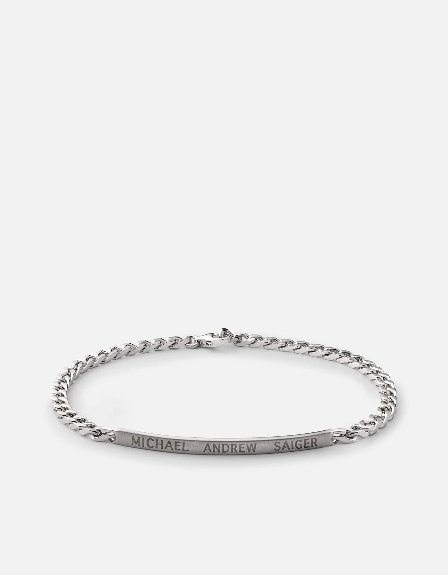 3mm ID Chain Bracelet, Matte Sterling Silver 6 3mm ID Chain Bracelet, Matte Sterling Silver - Image 4