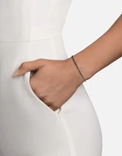 2mm Braided Chain Bracelet, Sterling Silver -Online Fashion Accessories 101 0253 color black 03 1