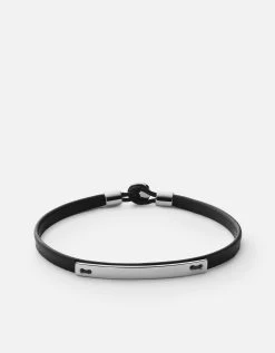 Nexus ID Leather Bracelet, Matte Silver -Online Fashion Accessories 101 0269 color black 01