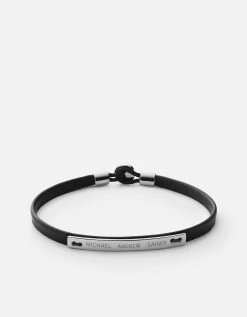 Nexus ID Leather Bracelet, Matte Silver -Online Fashion Accessories 101 0269 color black 04