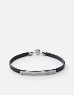 Nexus ID Leather Bracelet, Matte Silver -Online Fashion Accessories 101 0269 color navyblue 04 1 32dc8f1c 0aef 4c2b a3b0 18acb1d9d16a