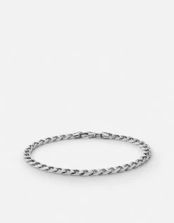 4mm Cuban Chain Bracelet, Sterling Silver
