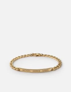 4mm ID Chain Bracelet, Gold Vermeil 9 4mm ID Chain Bracelet, Gold Vermeil -Online Fashion Accessories 101 0315 color polishedgold 03