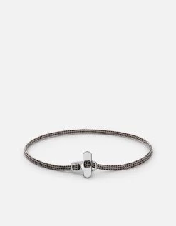 Metric 2.5mm Rope Bracelet, Sterling Silver/Sand-Black