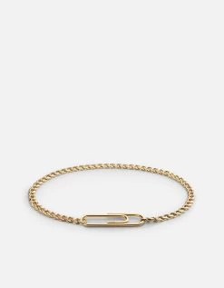 Cuban Link Paper Clip Bracelet, Gold Vermeil
