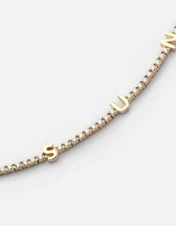 Signature Tennis Bracelet, 14k Gold Pavé -Online Fashion Accessories 101 0366 color polishedyellow14kgoldpave4letters 04