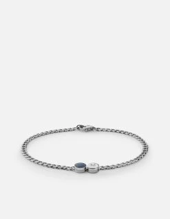 Eye Of Time Type Chain Bracelet, Sterling Silver/Blue 12 Eye Of Time Type Chain Bracelet, Sterling Silver/Blue -Online Fashion Accessories 101 0378 color 1letterblue 02