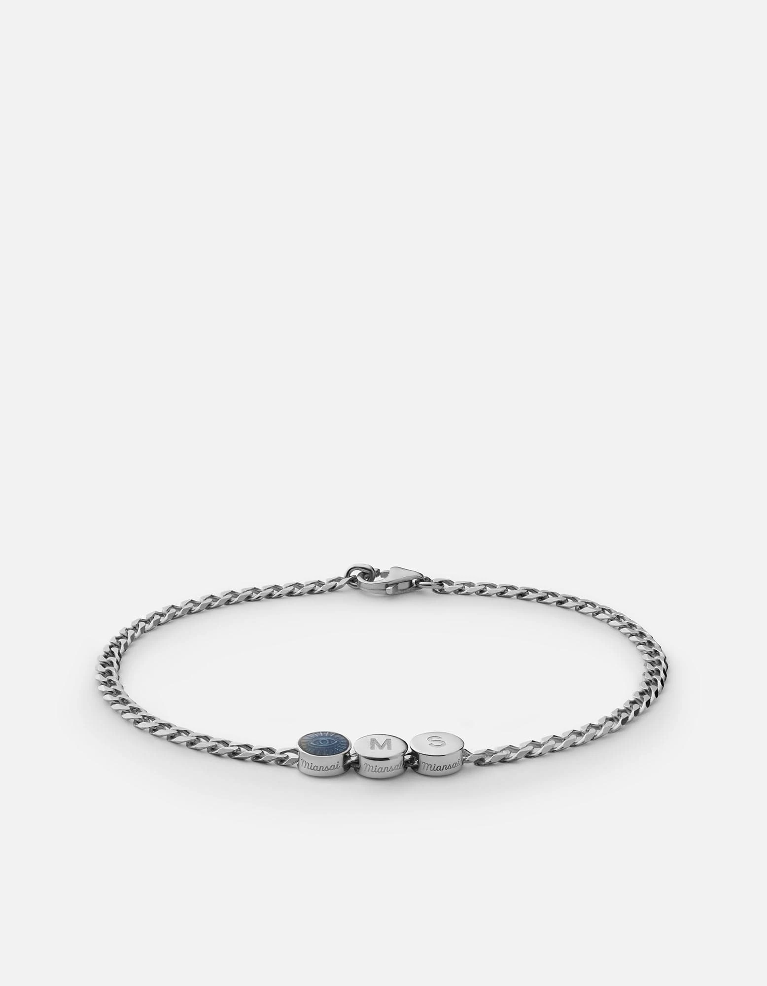 Eye Of Time Type Chain Bracelet, Sterling Silver/Blue 7 Eye Of Time Type Chain Bracelet, Sterling Silver/Blue - Image 5