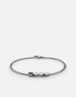 Eye Of Time Type Chain Bracelet, Sterling Silver/Blue 16 Eye Of Time Type Chain Bracelet, Sterling Silver/Blue -Online Fashion Accessories 101 0378 color 3lettersblue 04