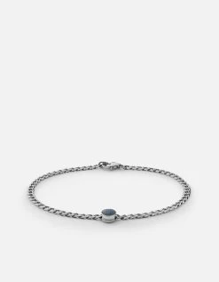 Eye Of Time Type Chain Bracelet, Sterling Silver/Blue