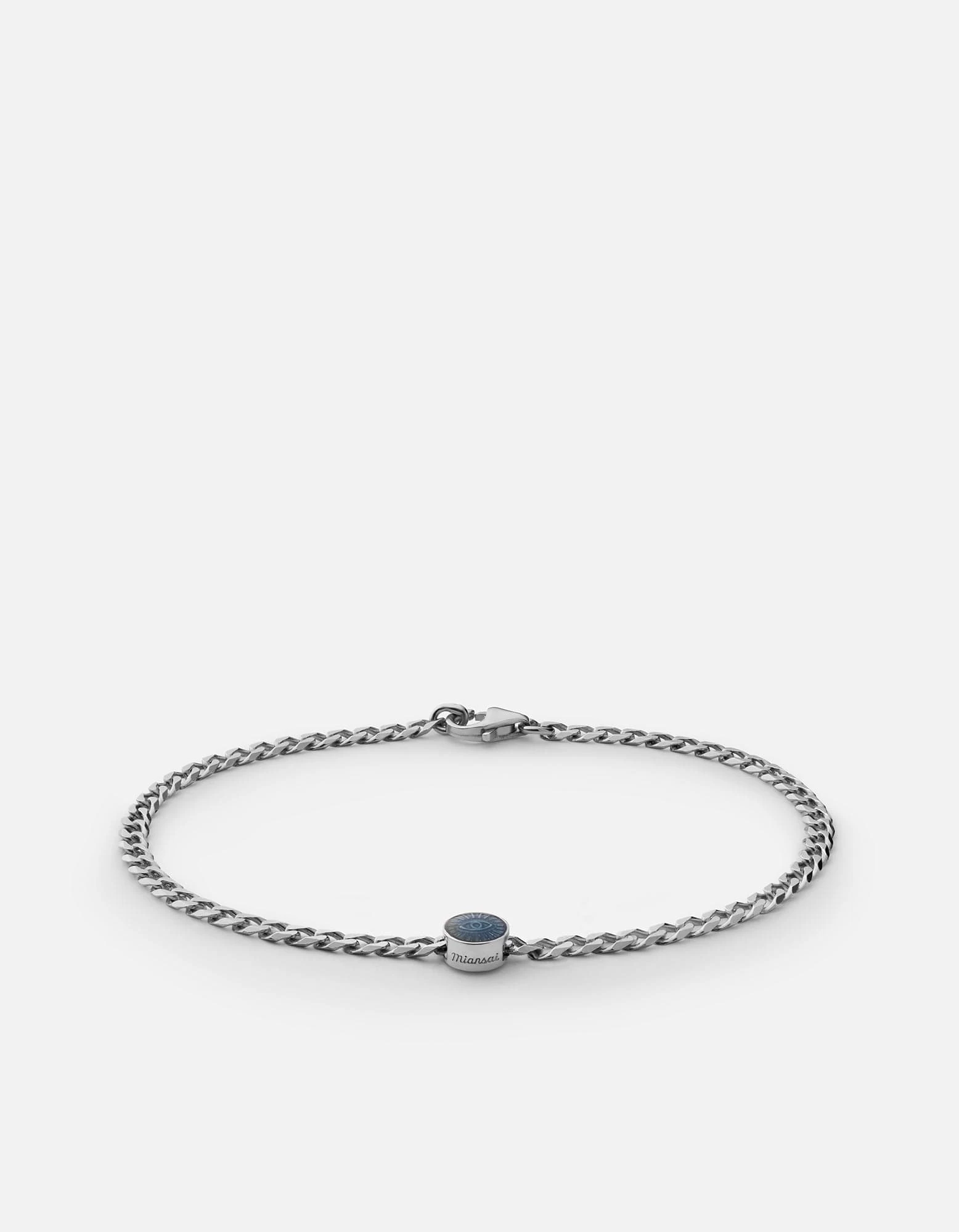 Eye Of Time Type Chain Bracelet, Sterling Silver/Blue 3 Eye Of Time Type Chain Bracelet, Sterling Silver/Blue