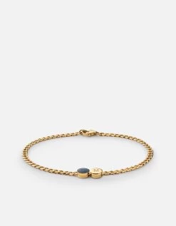 Eye Of Time Type Chain Bracelet, Gold Vermeil/Blue 12 Eye Of Time Type Chain Bracelet, Gold Vermeil/Blue -Online Fashion Accessories 101 0379 color 1letterblue 02