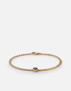 Eye Of Time Type Chain Bracelet, Gold Vermeil/Blue