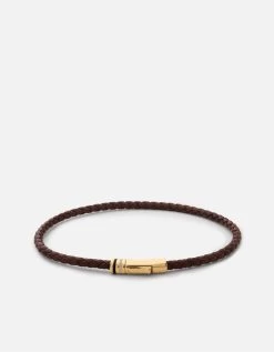 Juno Leather Bracelet, Gold Vermeil -Online Fashion Accessories 101 0404 color brown 01