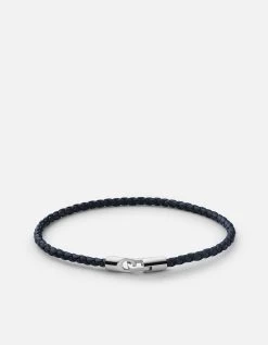 Cruz Leather Bracelet, Sterling Silver 10 Cruz Leather Bracelet, Sterling Silver -Online Fashion Accessories 101 0446 color lightnavy 01