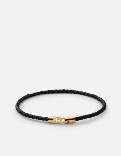 Cruz Leather Bracelet, Gold Vermeil 12 Cruz Leather Bracelet, Gold Vermeil -Online Fashion Accessories 101 0447 color black 01