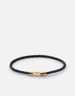 Cruz Leather Bracelet, Gold Vermeil 10 Cruz Leather Bracelet, Gold Vermeil -Online Fashion Accessories 101 0447 color lightnavy 01