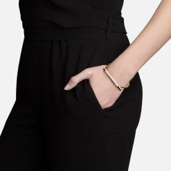 Thin Modern Screw Cuff, 14k Gold Pavé -Online Fashion Accessories 102 0189 color polishedgoldpave 03