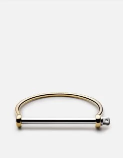 Thin Screw Cuff, Gold/Silver