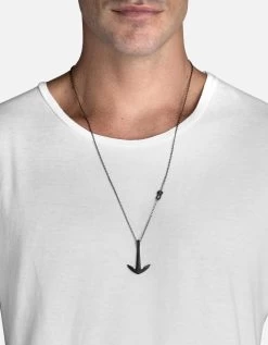 Anchor Necklace, Noir 8 Anchor Necklace, Noir -Online Fashion Accessories 103 0008 color oxidizedsilver 02