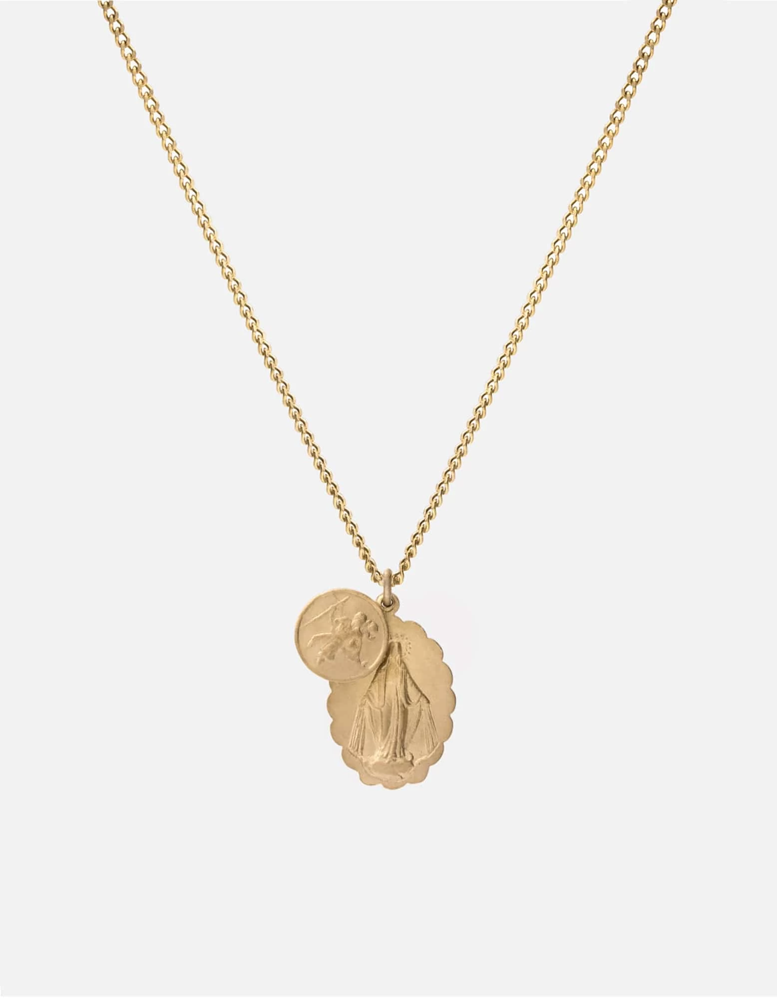 Mini Saints Necklace, 14k Matte Gold 3 Mini Saints Necklace, 14k Matte Gold