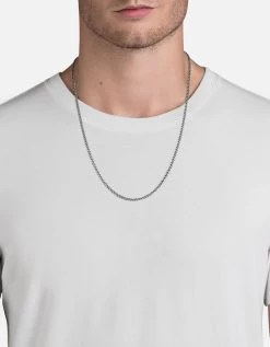 3mm Cuban Chain Necklace, Sterling Silver 10 3mm Cuban Chain Necklace, Sterling Silver -Online Fashion Accessories 103 0227 color oxidizedbrushed 03