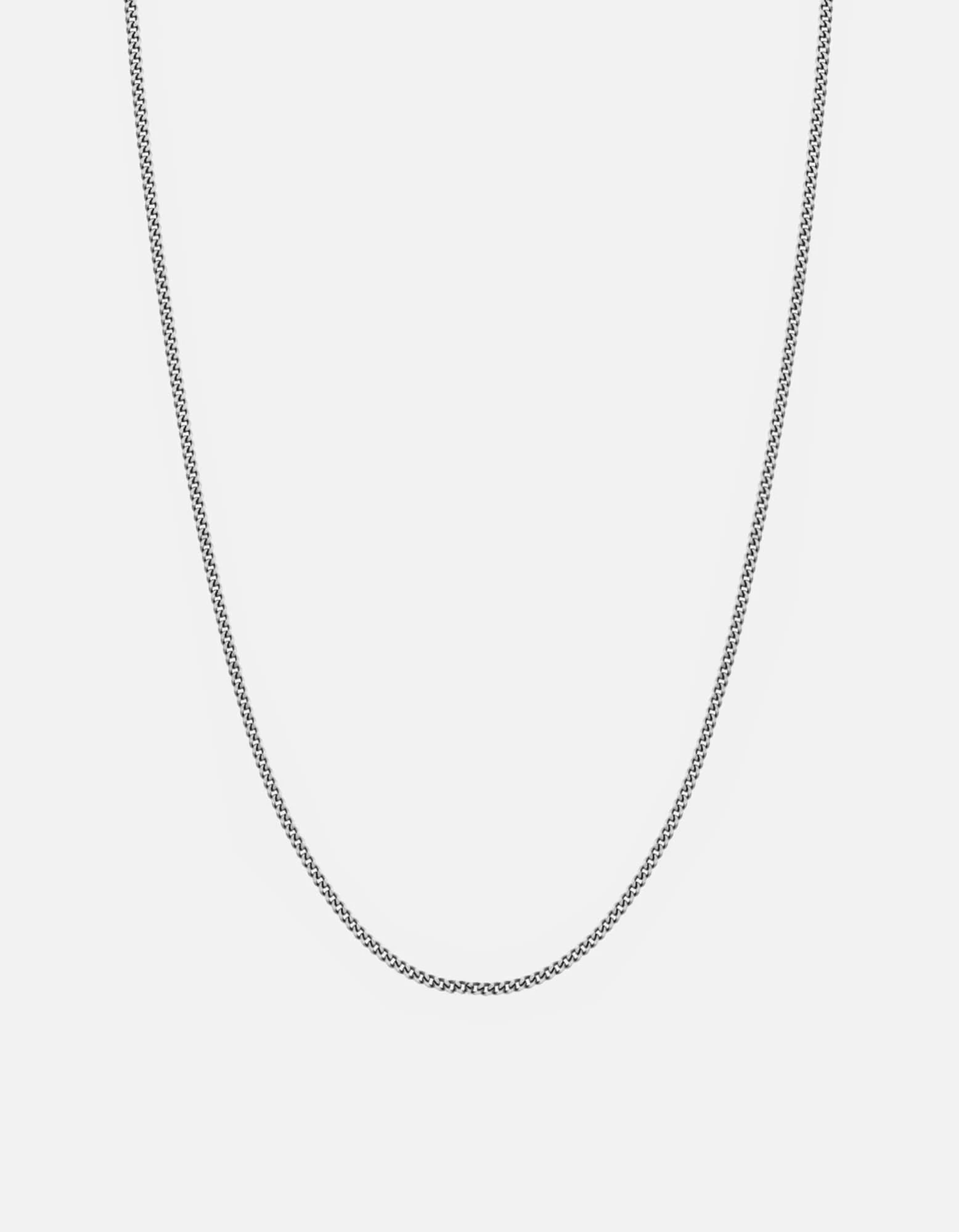 2mm Cuban Chain Necklace, Oxidized Silver 3 2mm Cuban Chain Necklace, Oxidized Silver