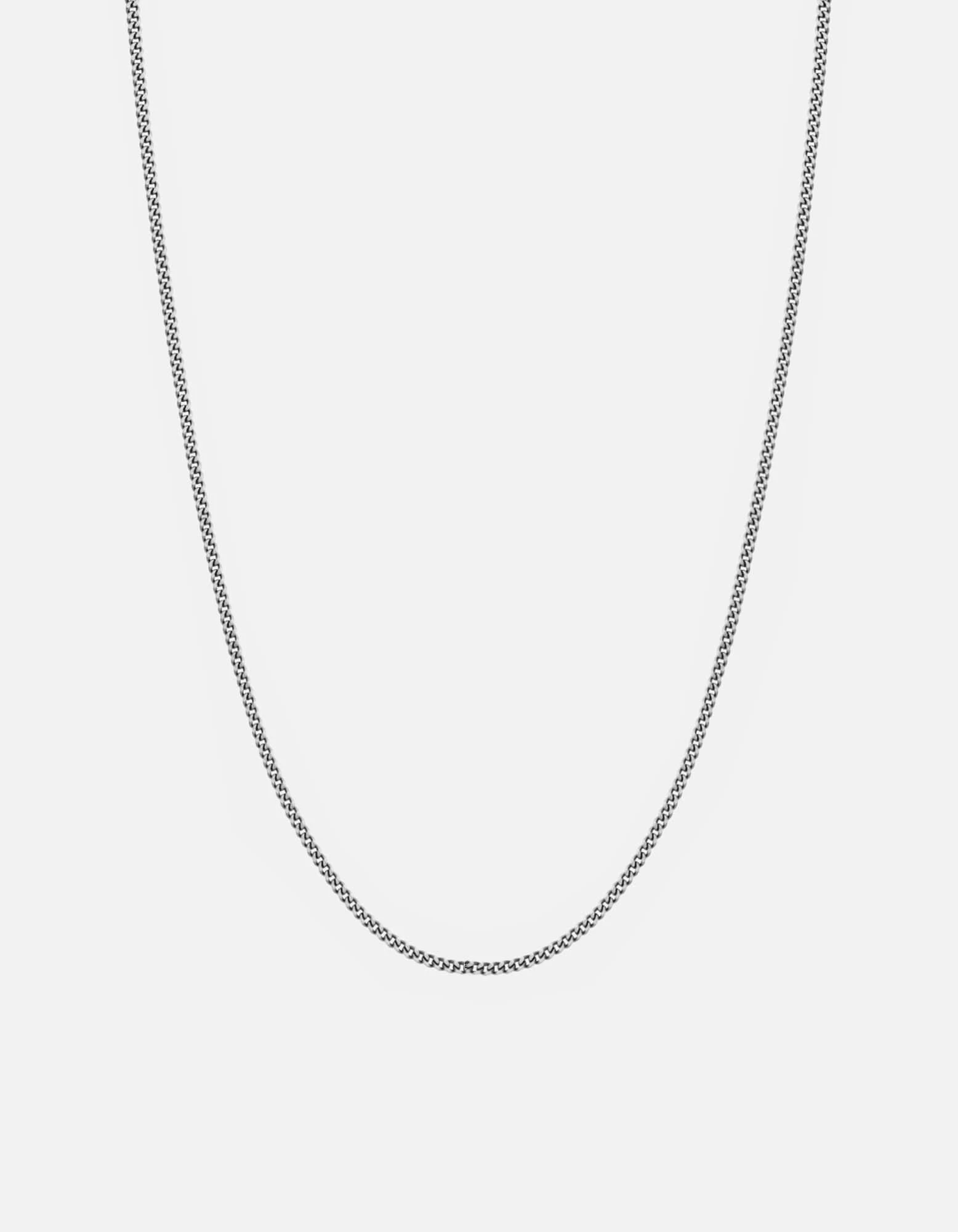 2mm Cuban Chain Necklace, Oxidized Silver 5 2mm Cuban Chain Necklace, Oxidized Silver - Image 3