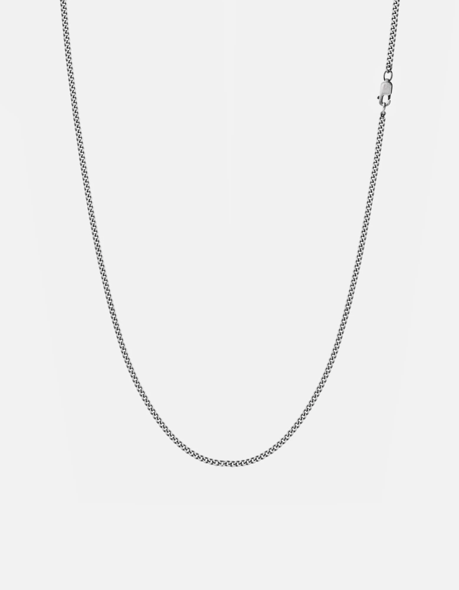 2mm Cuban Chain Necklace, Oxidized Silver 4 2mm Cuban Chain Necklace, Oxidized Silver - Image 2