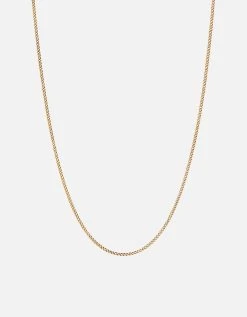 2mm Cuban Chain Necklace, Gold