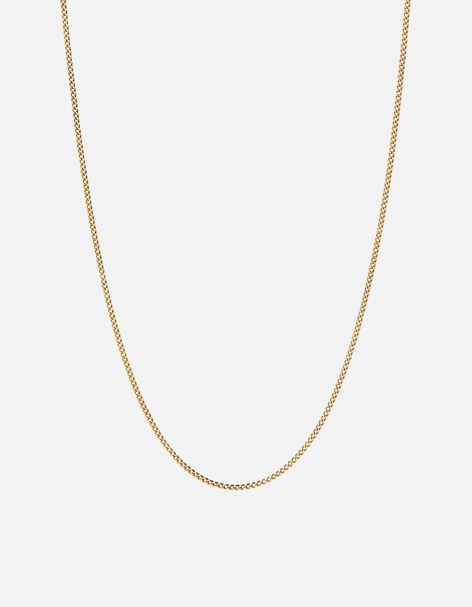 2mm Cuban Chain Necklace, Gold 3 2mm Cuban Chain Necklace, Gold