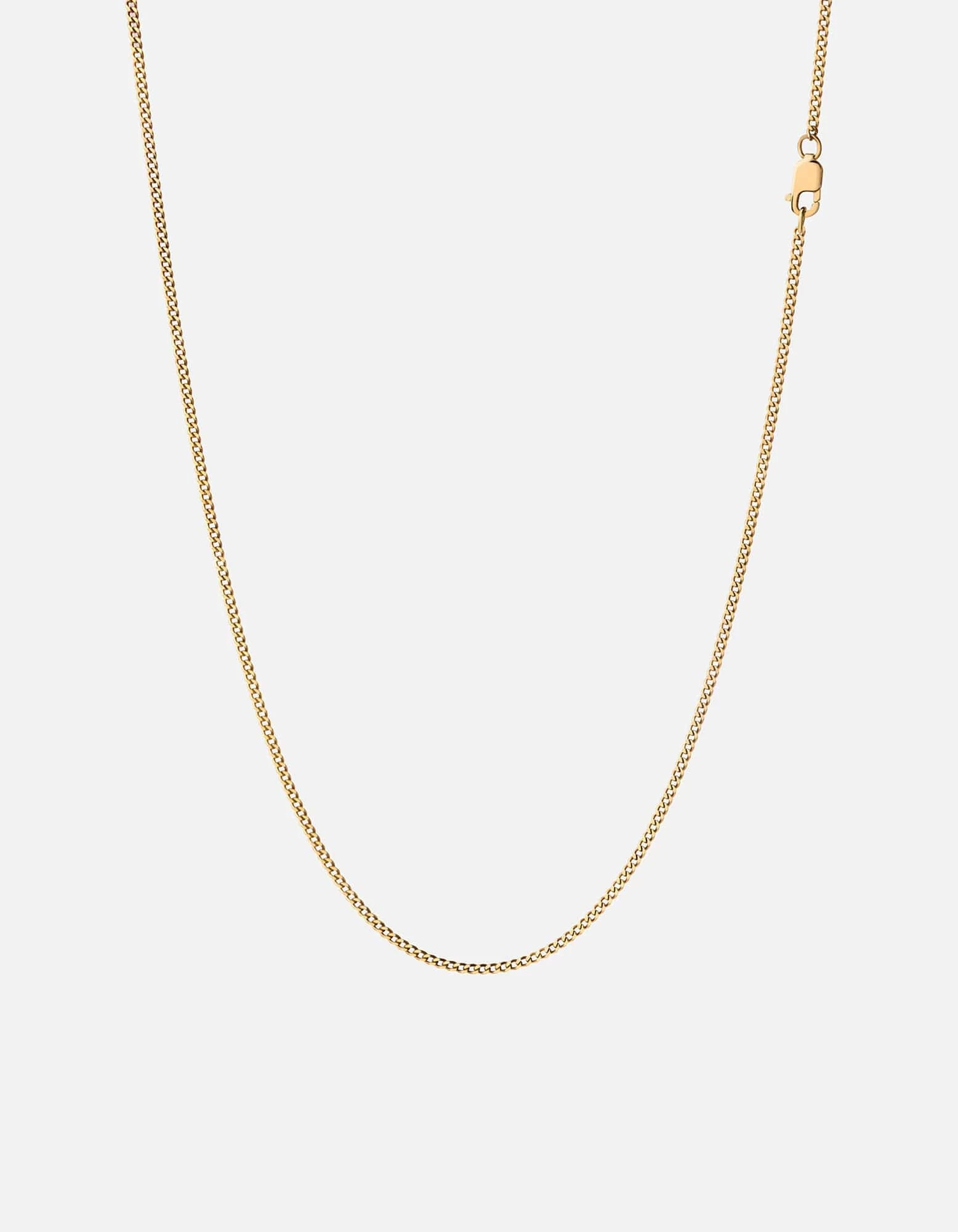 2mm Cuban Chain Necklace, Gold 4 2mm Cuban Chain Necklace, Gold - Image 2
