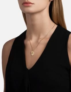 Mini Saints Necklace, 14k Gold Pavé -Online Fashion Accessories 103 0247 color polished14kgoldpave 04