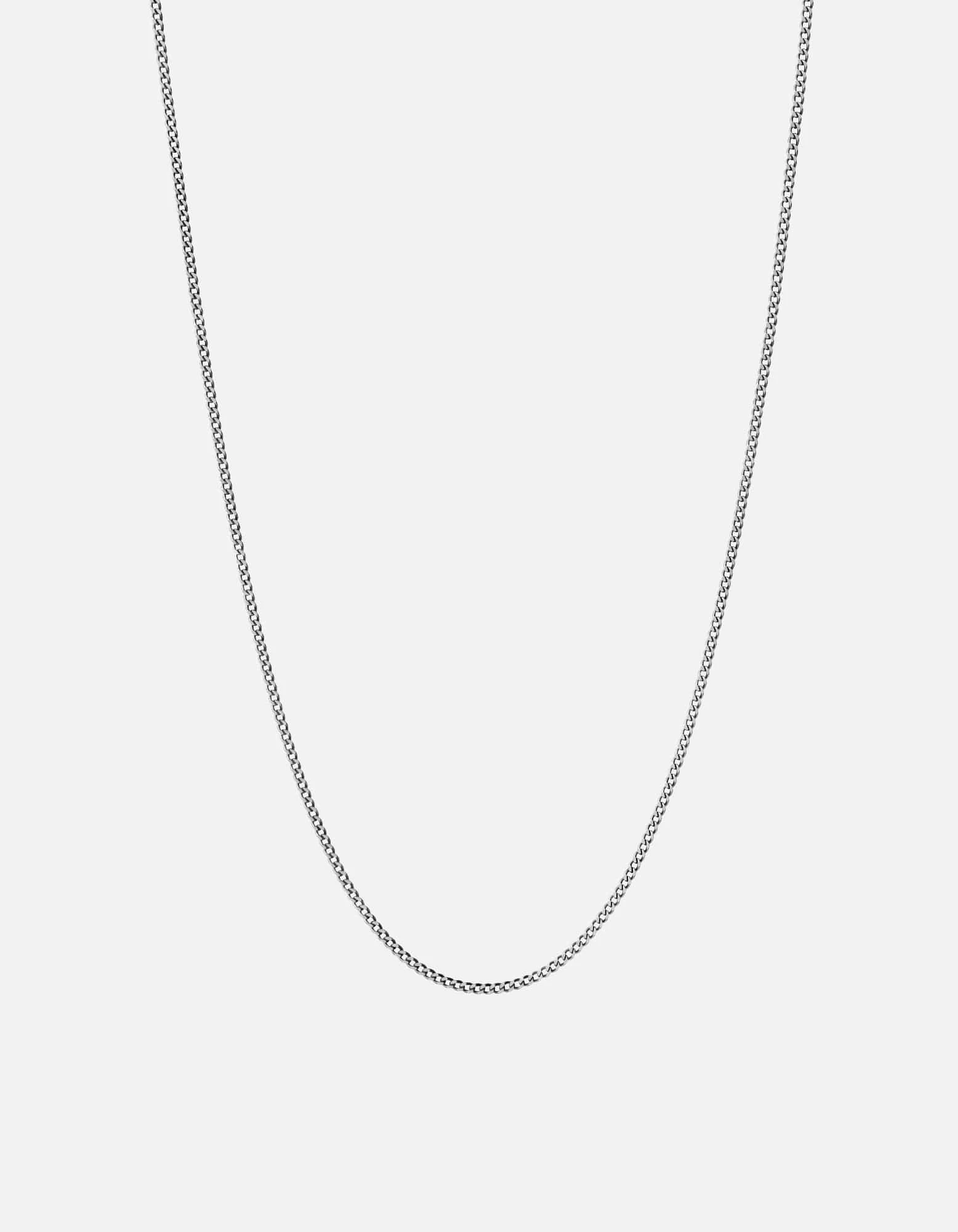 1.3mm Cuban Chain Necklace, Sterling Silver 3 1.3mm Cuban Chain Necklace, Sterling Silver