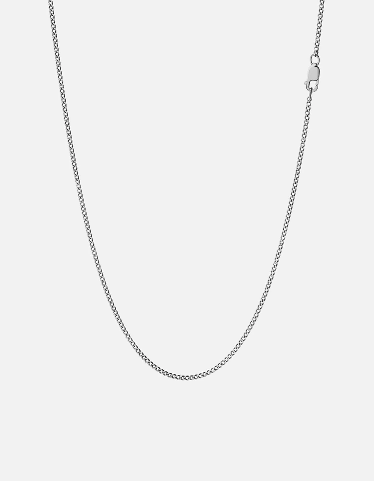 1.3mm Cuban Chain Necklace, Sterling Silver 4 1.3mm Cuban Chain Necklace, Sterling Silver - Image 2