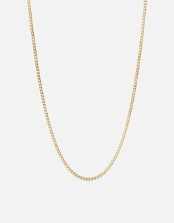 3mm Cuban Chain Necklace, Gold -Online Fashion Accessories 103 0278 color 14kmattegold 01