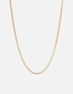 3mm Cuban Chain Necklace, 14k Matte Gold