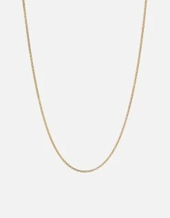 1.3mm Cuban Chain Necklace, 14k Gold