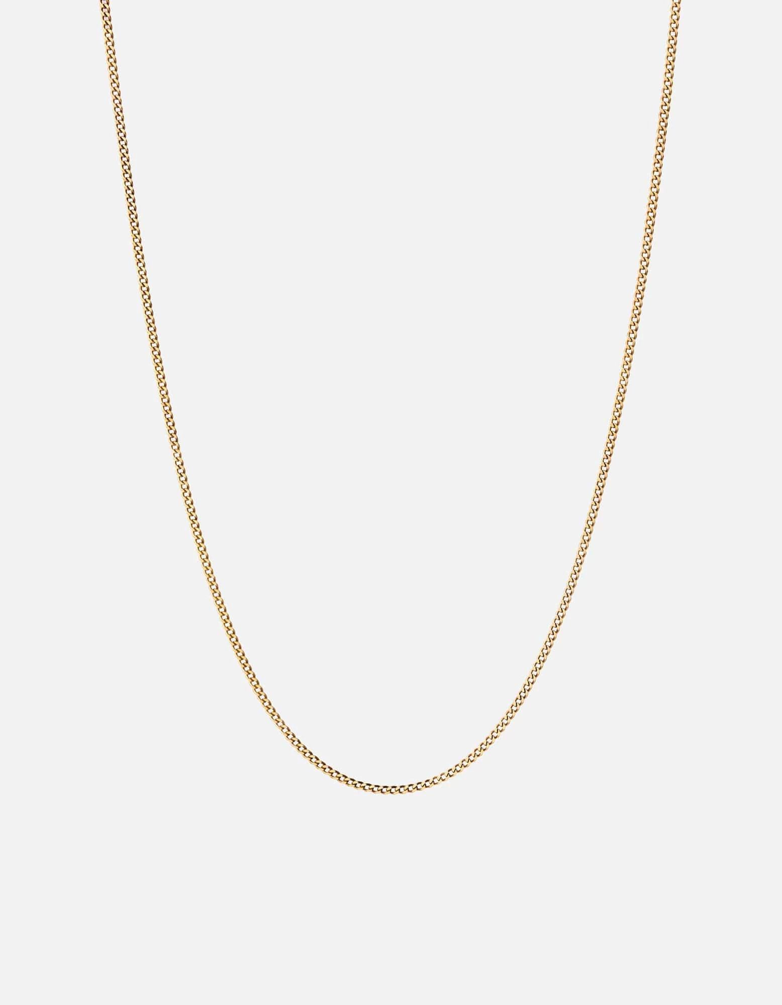 2mm Cuban Chain Necklace, Gold 7 2mm Cuban Chain Necklace, Gold - Image 5