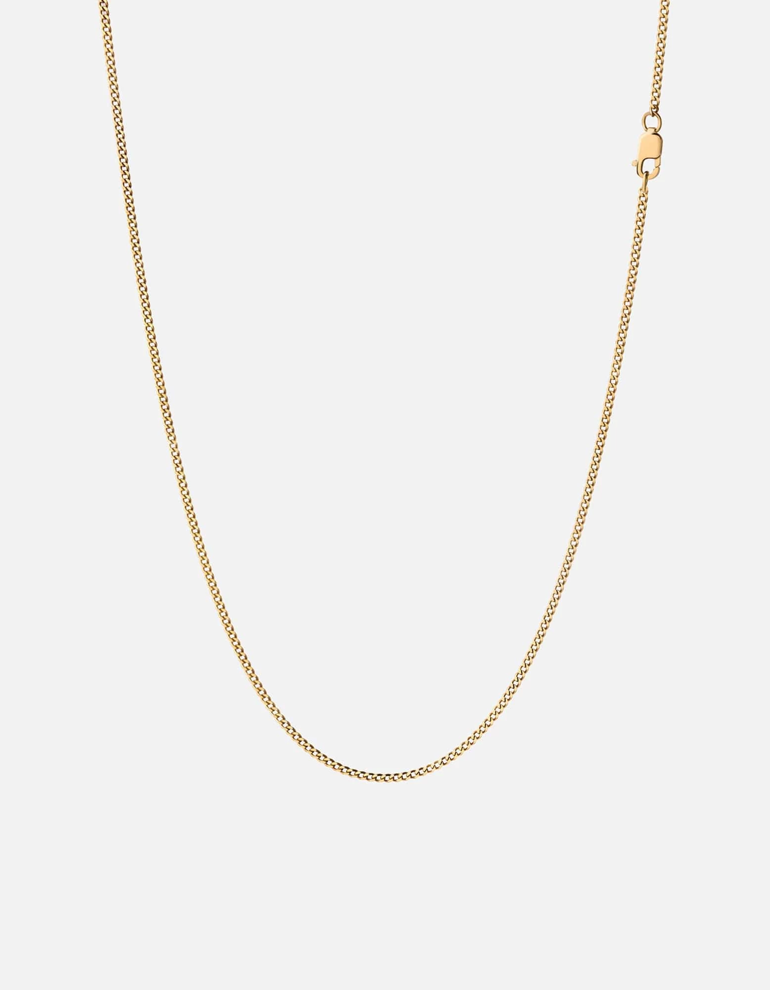 2mm Cuban Chain Necklace, Gold 8 2mm Cuban Chain Necklace, Gold - Image 6