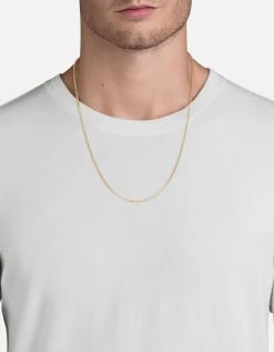 2mm Cuban Chain Necklace, Gold 15 2mm Cuban Chain Necklace, Gold -Online Fashion Accessories 103 0280 color polished14kgold 03